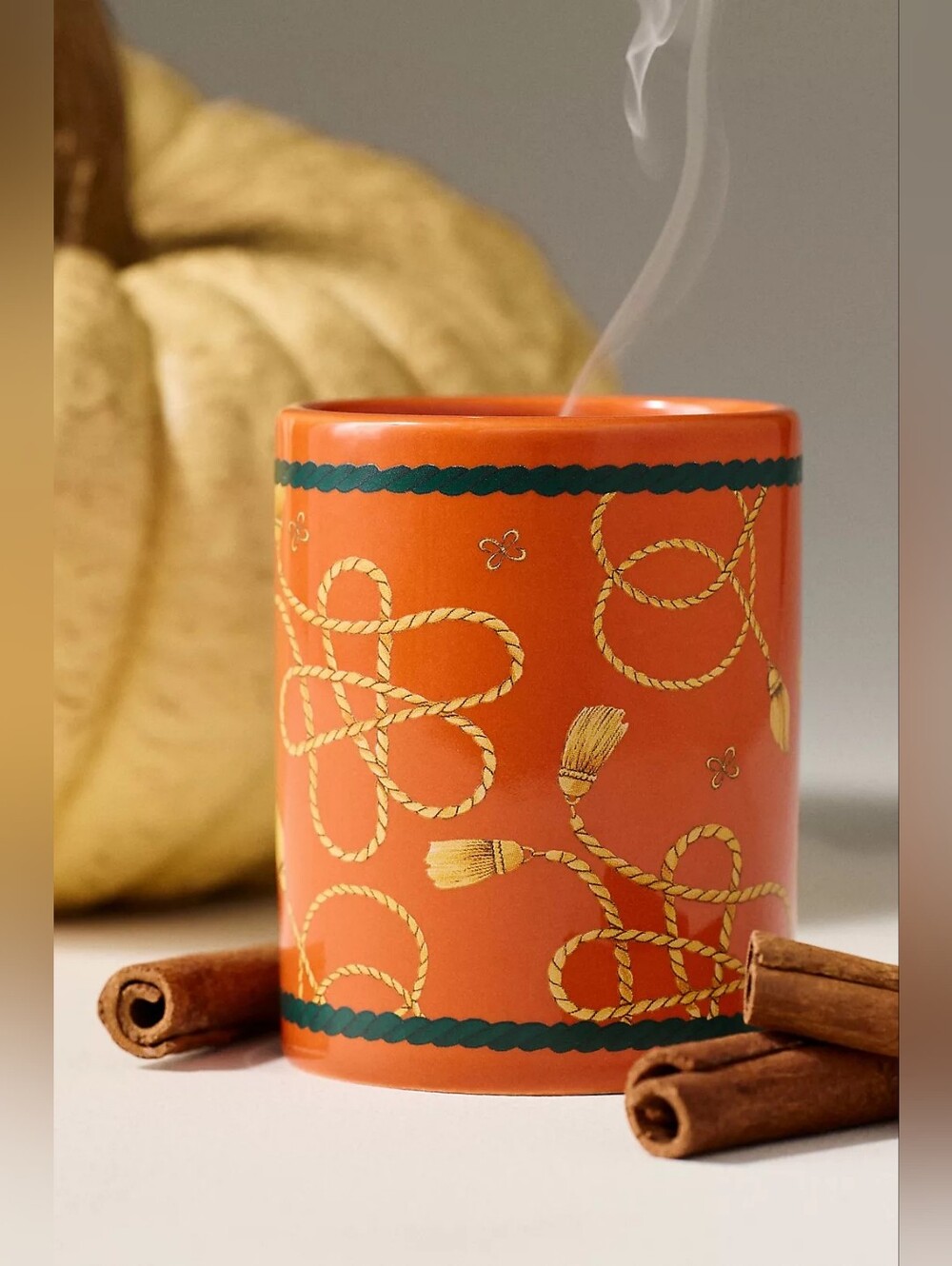 Anthropologie Maeve Scarf Amber Pumpkin & Spice Ceramic Candle